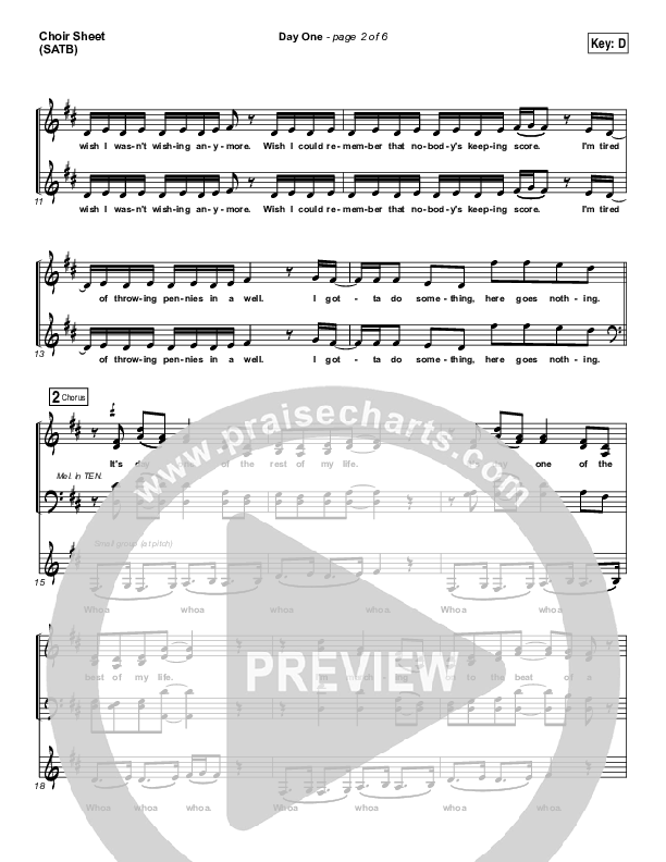 Day One Choir Vocals (SATB) (Matthew West)