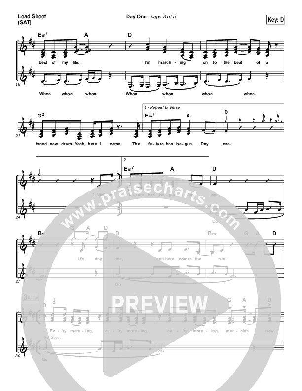 Day One Lead Sheet (Print Only) (Matthew West)