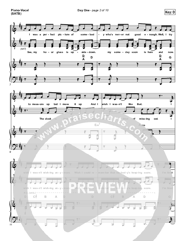 Day One Piano/Vocal (Print Only) (Matthew West)