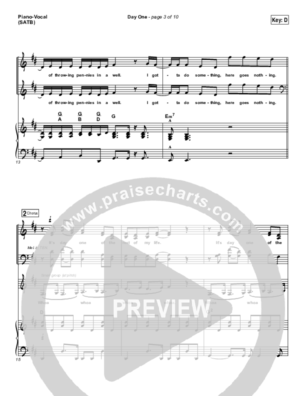 Day One Piano/Vocal (Print Only) (Matthew West)