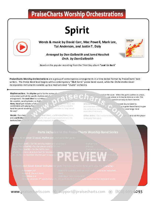 Spirit Cover Sheet (Third Day)
