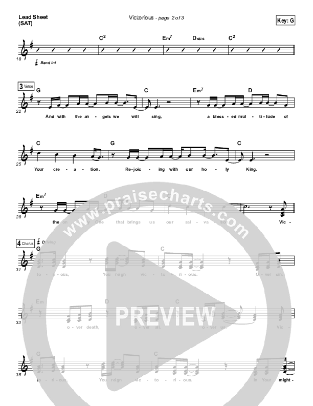 Victorious Lead Sheet (SAT) (Third Day)