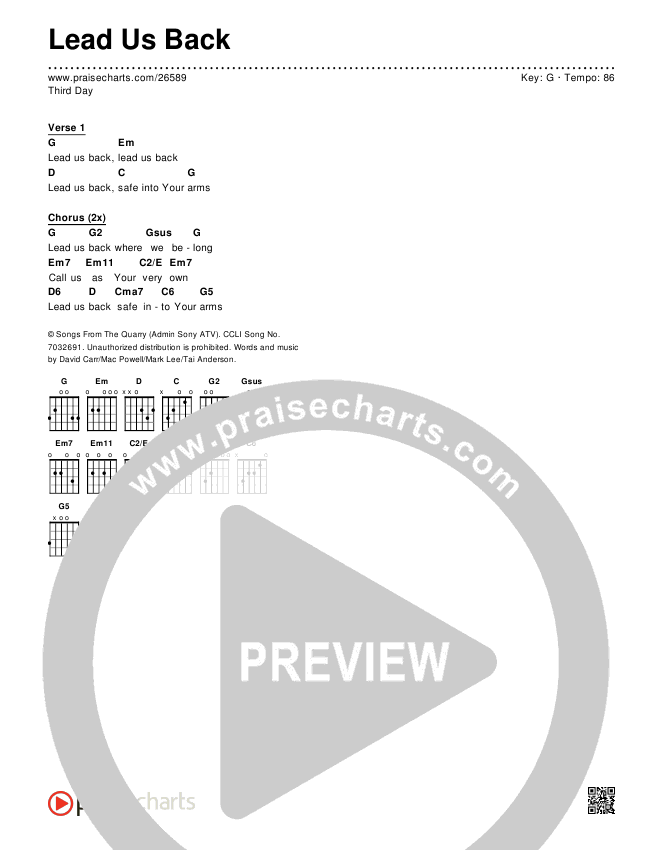 Lead Us Back Chords & Lyrics (Third Day)