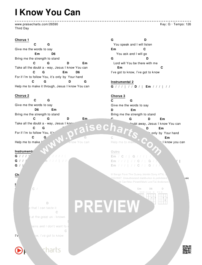 I Know You Can Chords & Lyrics (Third Day)
