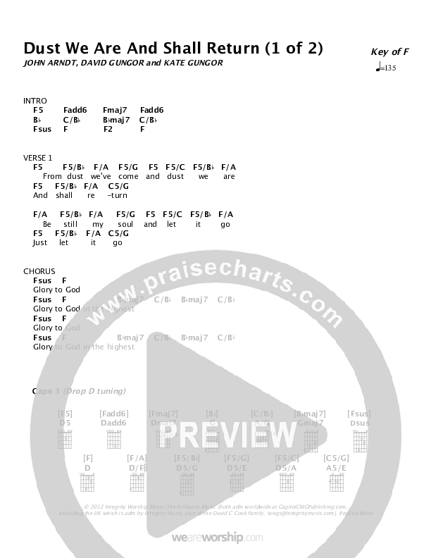 Dust We Are And Shall Return Chord Chart (The Brilliance)