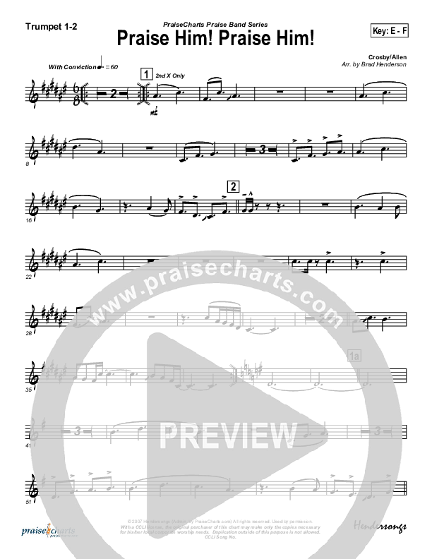 Praise Him Praise Him Trumpet 1,2 (Brad Henderson)