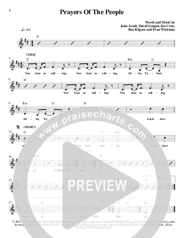 Prayers Of The People Lead Sheet (The Brilliance)