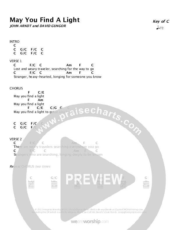 May You Find A Light Chord Chart (The Brilliance)