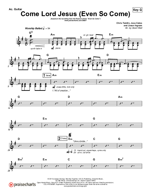 Even So Come Acoustic Guitar (Passion / Chris Tomlin)