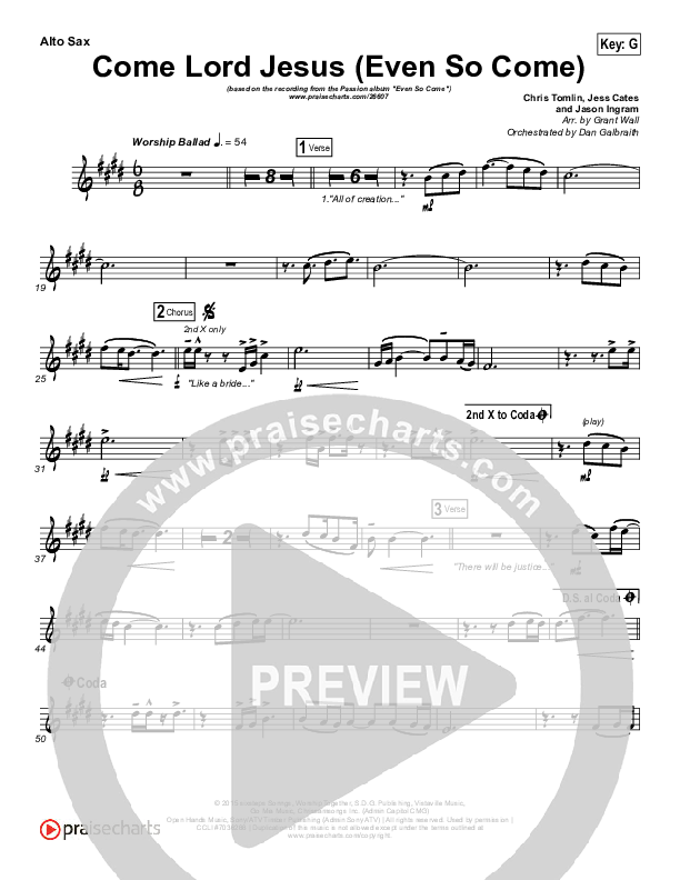 Even So Come Alto Sax (Passion / Chris Tomlin)