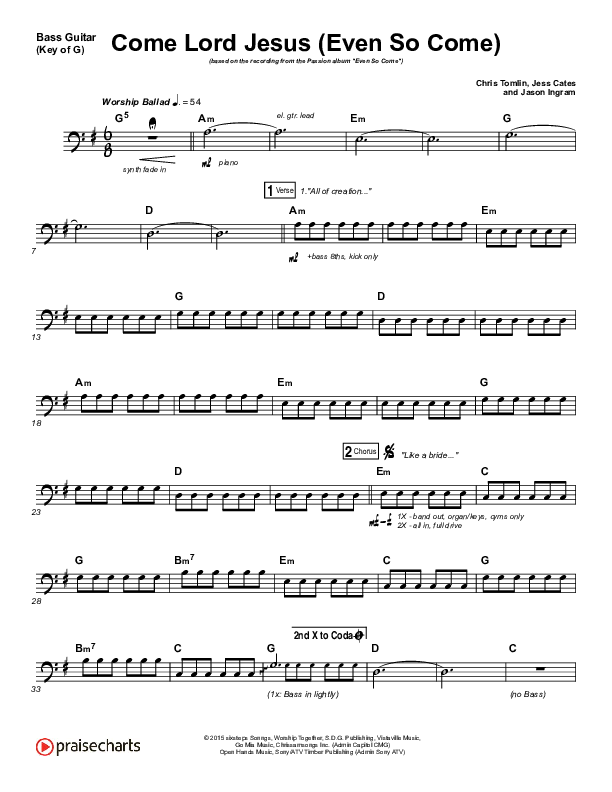 Even So Come Bass Guitar (Passion / Chris Tomlin)