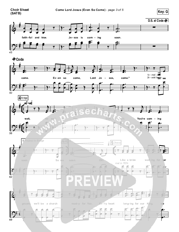 Even So Come Choir Sheet (SATB) (Passion / Chris Tomlin)