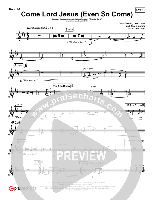 Even So Come French Horn 1/2 (Passion / Chris Tomlin)