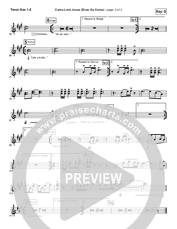 Even So Come Tenor Sax 1/2 (Passion / Chris Tomlin)