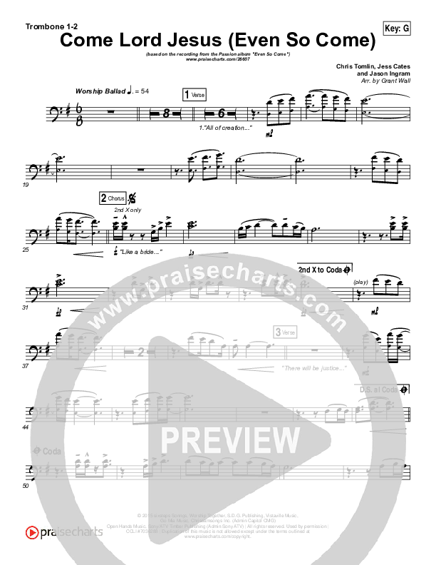 Even So Come Trombone 1/2 (Passion / Chris Tomlin)