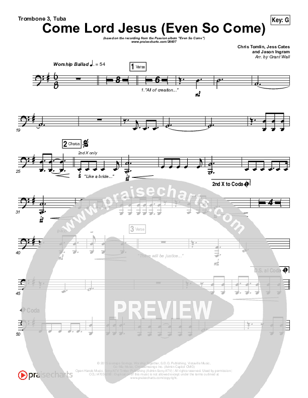 Even So Come Trombone 3/Tuba (Passion / Chris Tomlin)
