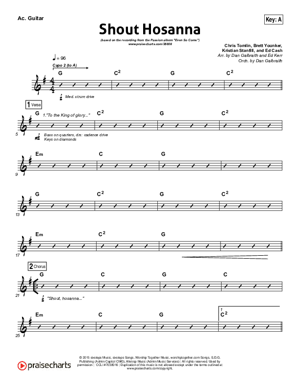 Shout Hosanna Acoustic Guitar (Passion / Kristian Stanfill)