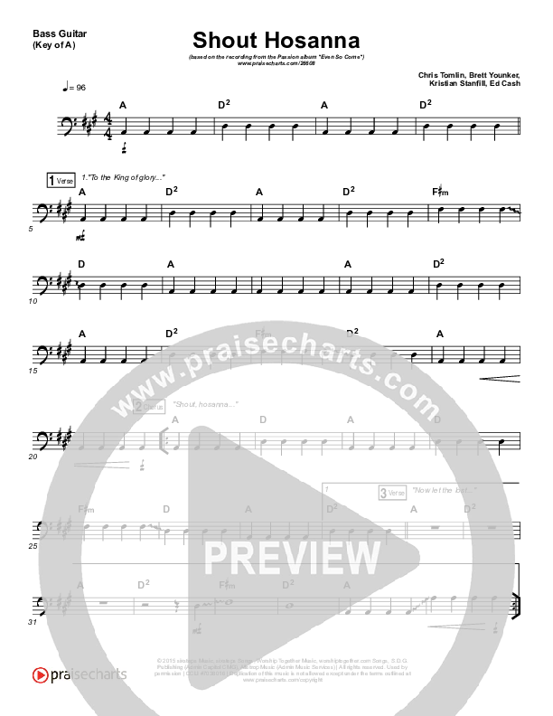 Shout Hosanna Bass Guitar (Passion / Kristian Stanfill)