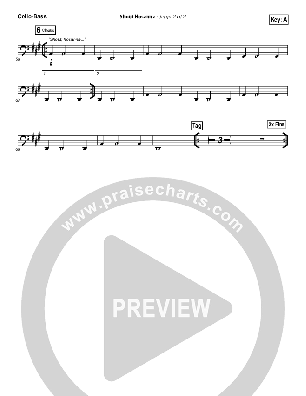 Shout Hosanna Cello/Bass (Passion / Kristian Stanfill)