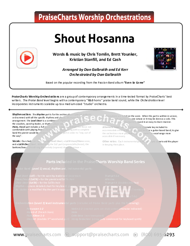 Shout Hosanna Cover Sheet (Passion / Kristian Stanfill)