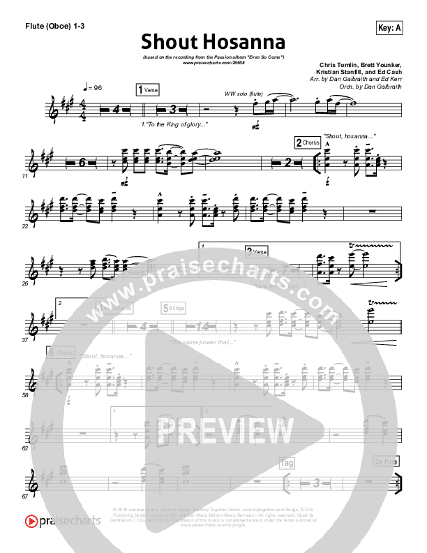 Shout Hosanna Flute/Oboe 1/2/3 (Passion / Kristian Stanfill)