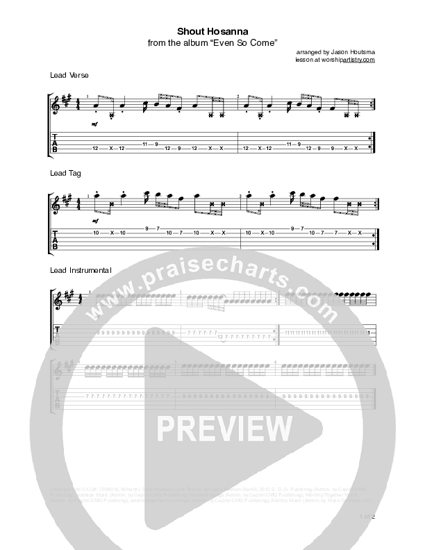 Shout Hosanna Guitar Tab (Passion / Kristian Stanfill)