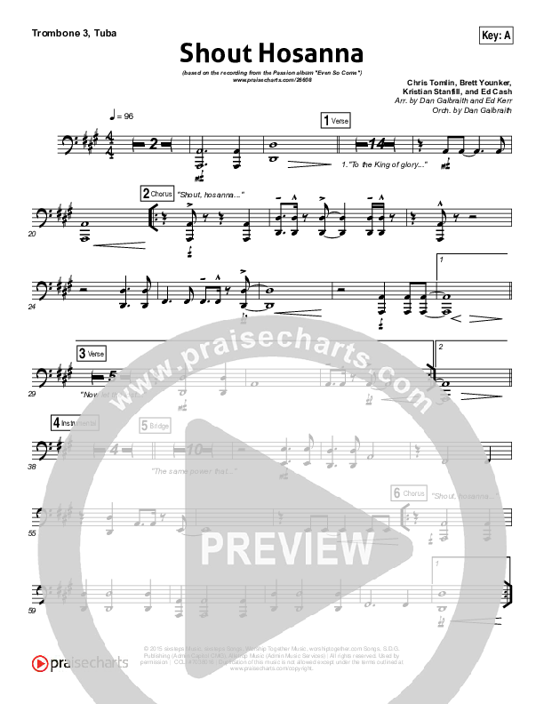 Shout Hosanna Trombone 3/Tuba (Passion / Kristian Stanfill)
