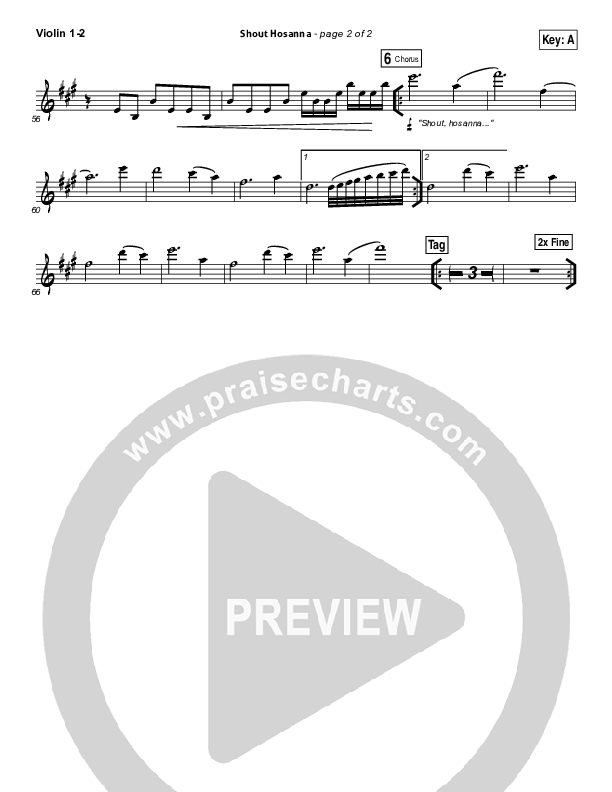 Shout Hosanna Violin 1/2 (Passion / Kristian Stanfill)