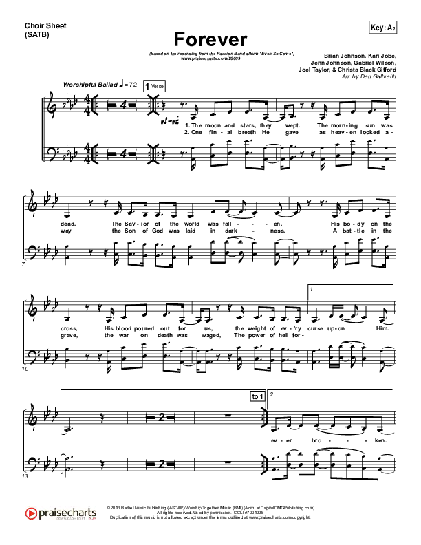 Forever Choir Sheet (SATB) (Passion / Melodie Malone)