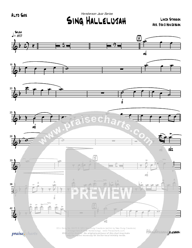 Sing Hallelujah (Instrumental) Alto Sax (Brad Henderson)
