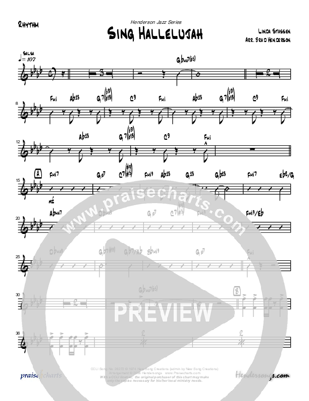 Sing Hallelujah (Instrumental) Rhythm Chart (Brad Henderson)
