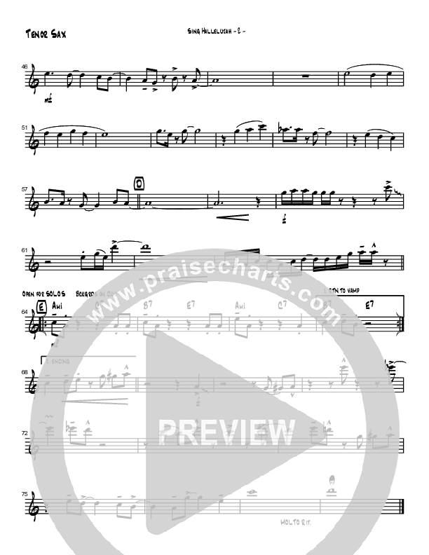 Sing Hallelujah (Instrumental) Tenor Sax 2 (Brad Henderson)