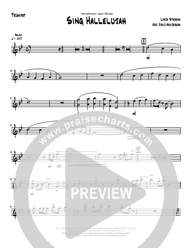 Sing Hallelujah (Instrumental) Trumpet (Brad Henderson)