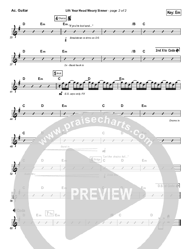 Lift Your Head Weary Sinner (Chains) Acoustic Guitar (Passion / David Crowder)