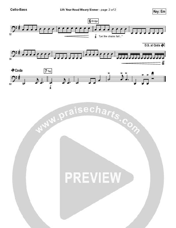 Lift Your Head Weary Sinner (Chains) Cello/Bass (Passion / David Crowder)
