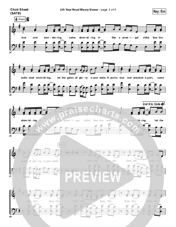 Lift Your Head Weary Sinner (Chains) Choir Vocals (SATB) (Passion / David Crowder)