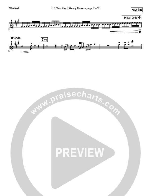 Lift Your Head Weary Sinner (Chains) Clarinet (Passion / David Crowder)