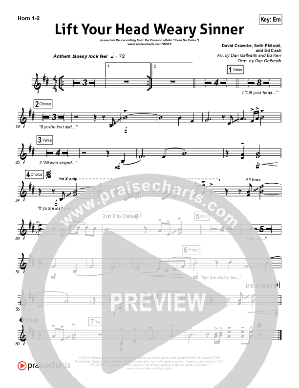 Lift Your Head Weary Sinner (Chains) French Horn 1/2 (Passion / David Crowder)