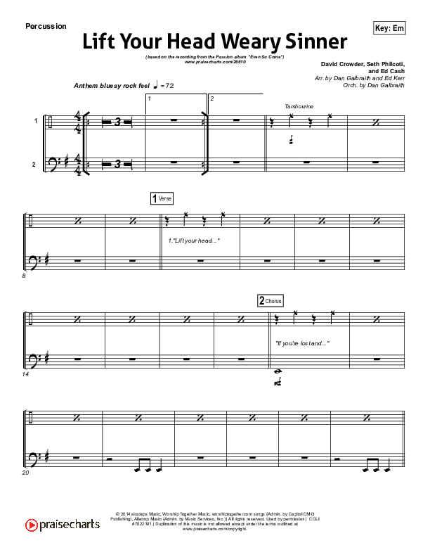 Lift Your Head Weary Sinner (Chains) Percussion (Passion / David Crowder)