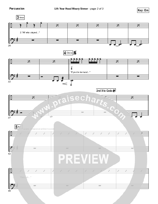 Lift Your Head Weary Sinner (Chains) Percussion (Passion / David Crowder)