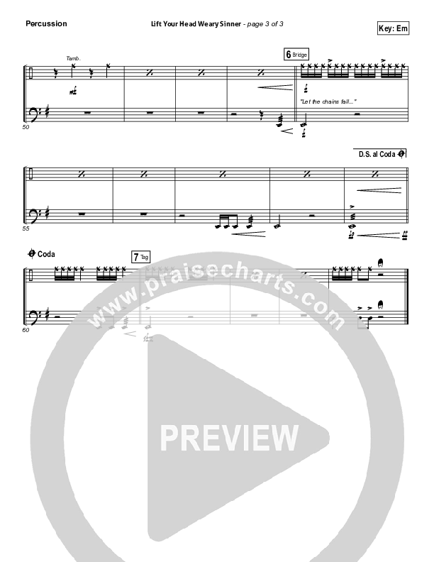 Lift Your Head Weary Sinner (Chains) Percussion (Passion / David Crowder)