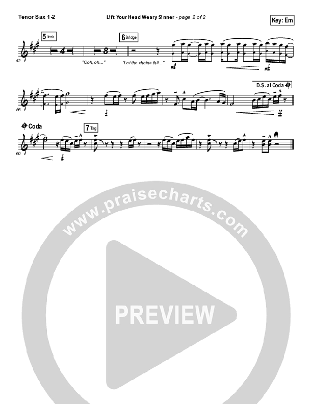 Lift Your Head Weary Sinner (Chains) Tenor Sax 1/2 (Passion / David Crowder)