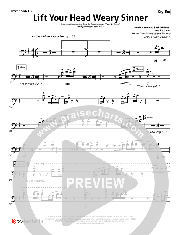 Lift Your Head Weary Sinner (Chains) Trombone 1/2 (Passion / David Crowder)