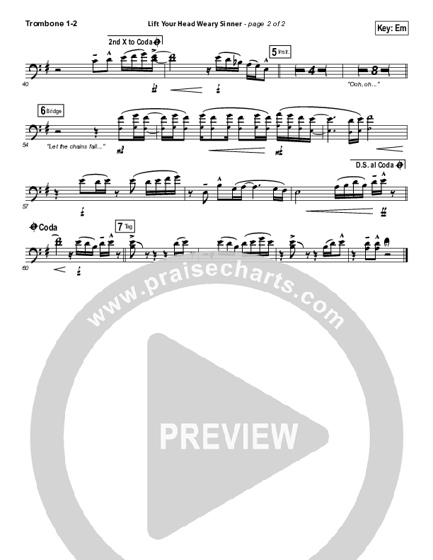 Lift Your Head Weary Sinner (Chains) Trombone 1/2 (Passion / David Crowder)