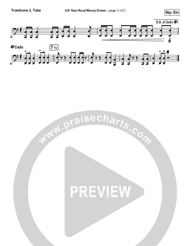 Lift Your Head Weary Sinner (Chains) Trombone 3/Tuba (Passion / David Crowder)