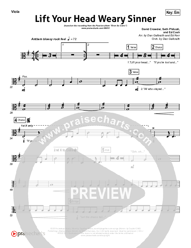 Lift Your Head Weary Sinner (Chains) Viola (Passion / David Crowder)