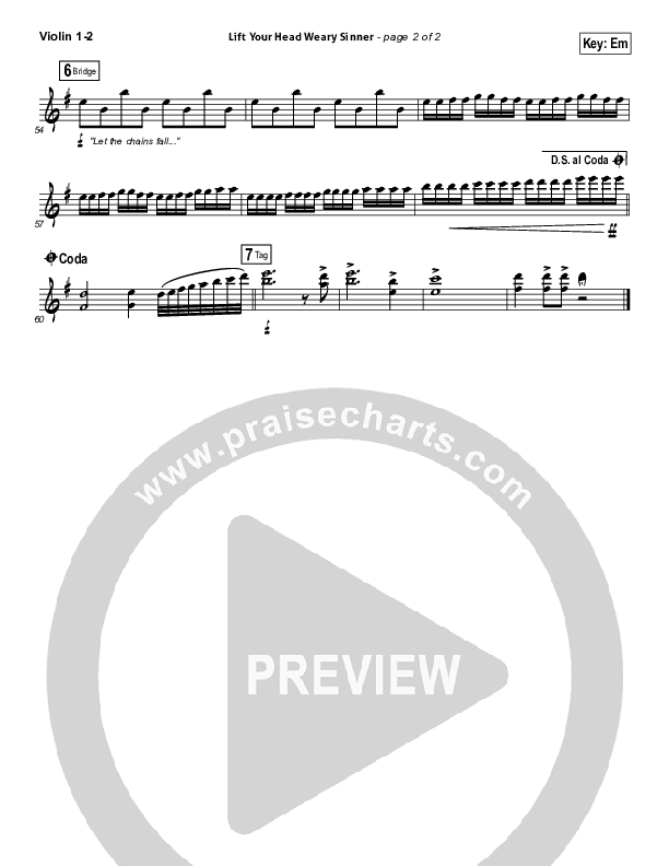 Lift Your Head Weary Sinner (Chains) Violin 1/2 (Passion / David Crowder)