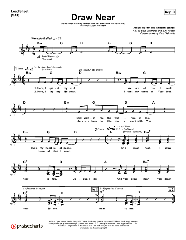 Draw Near Lead Sheet (SAT) (Passion / Kristian Stanfill)