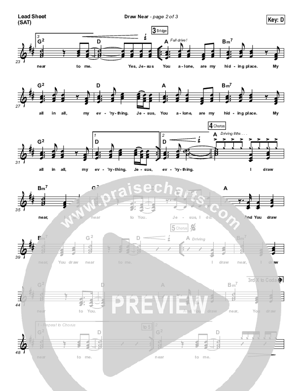 Draw Near Lead Sheet (SAT) (Passion / Kristian Stanfill)