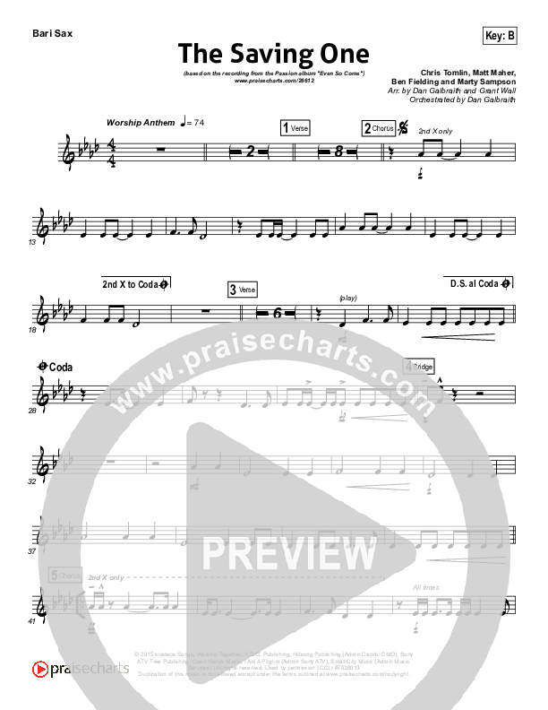 The Saving One Bari Sax (Passion / Chris Tomlin)